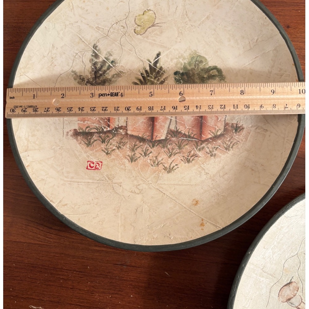 Set of 3 Decorative Plates Garden Watering Can Pots Flowers‎ Rustic Cheri Blum - Picture 9 of 10